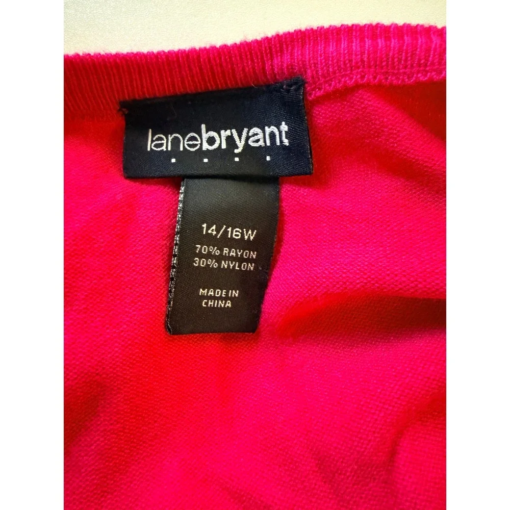 Lane Bryant Women Knit Top‎ Pink Cowl Neck Ribbed Hem 14/16W - Picture 3 of 6
